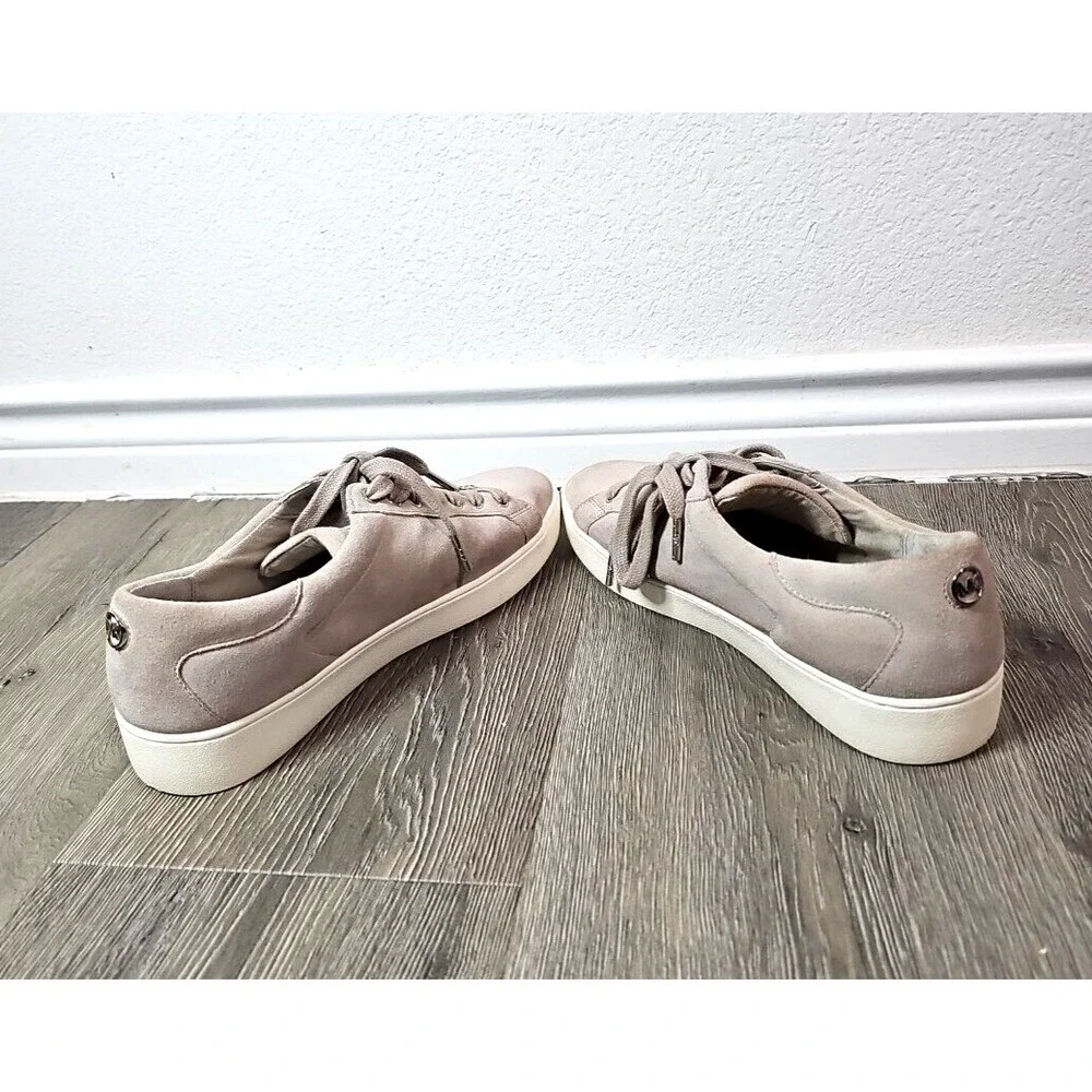 Michael Kors Womens Irving Sneaker Shoes Beige HX16C Low Top Leather Lace Up 10M